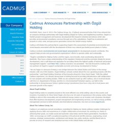 Cadmus Announces Partnership with Ozgül Holding